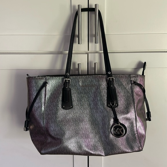 MK Purple Hologram Voyager Tote